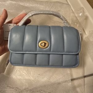 Coach Light Blue Quilted Shoulder Bag C3845